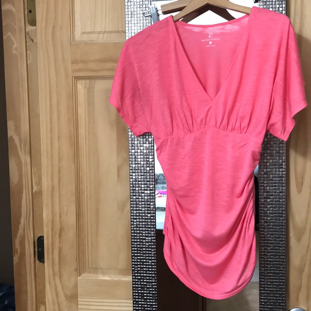 Pink V neck thin blouse